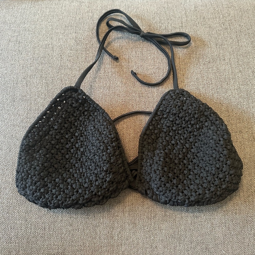 Black Crochet Bikini Top